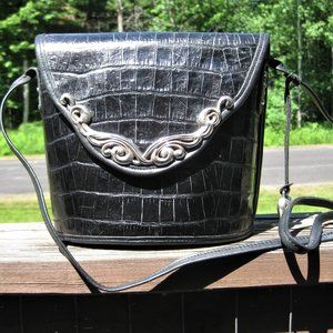 vintage BRIGHTON black BUCKET SATCHEL crossbody
